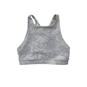 Lululemon Energy Sports Bra Womens 4 Grey Marble High Neck Crossback Stretch